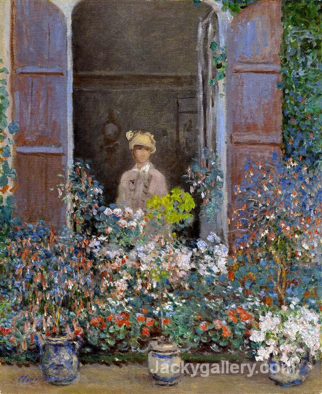 Camille Monet at the Window, Argentuile by Claude Monet paintings reproduction